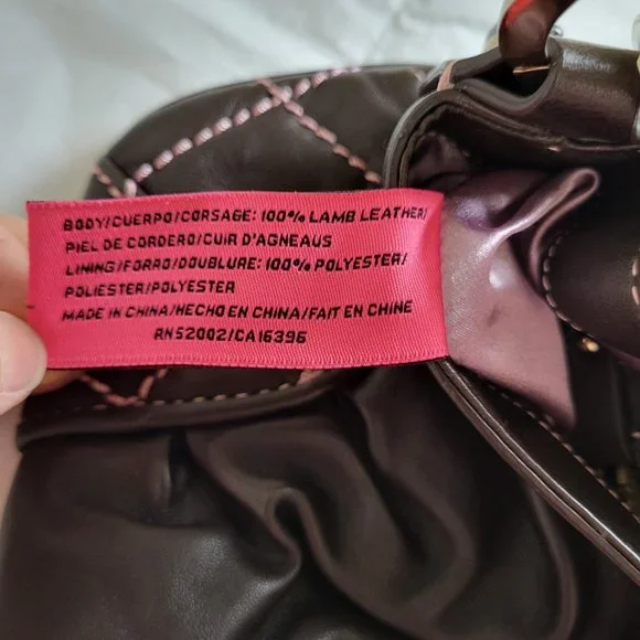 Vintage Juicy Couture Cocoa Lamb Leather Heavy Hardware Shoulder Bag - Picture 13 of 15